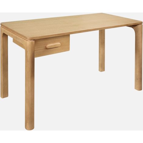 Scrivania in legno di caucciù impiallacciatura di quercia, 1 cassetto