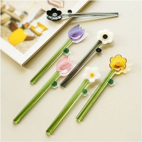 Cuillère Mélangeur - Verre Borosilicate - Pour Cocktails Café Thé Glacé - 1 Pièce (1/3)