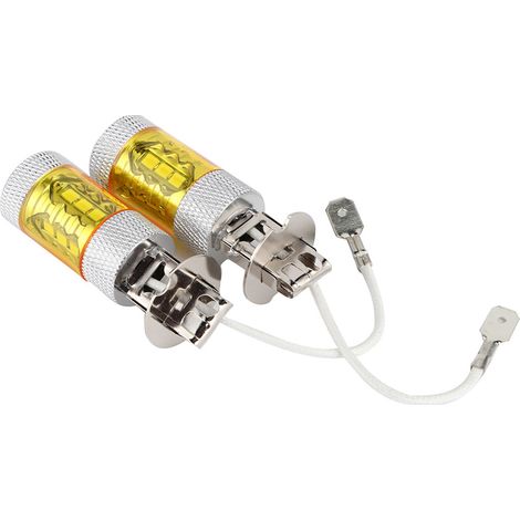 1 paire d'ampoules LED jaunes 12-24V 80W H3 16SMD pour feux antibrouillard de voiture (1/5)