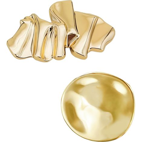 Lot de 2 broches dorées pour vêtements, broches en métal doré de forme irrégulière, broches et épingles décoratives exquises pour la mode féminine, les mariages, les tailleurs, les robes (1/5)