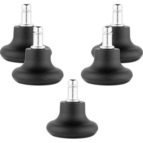 Cloches pour chaise de bureau - Lot 5 embouts remplacement roulettes de chaise 11/22 mm - Pied de siège fixe avec patins pour sol dur (1/4)