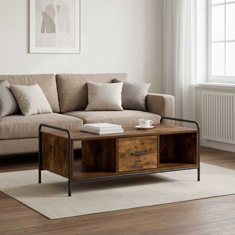vidaXL Mesa de centro Roble Ahumado 99,5 x 49 x 41 cm (1/5)