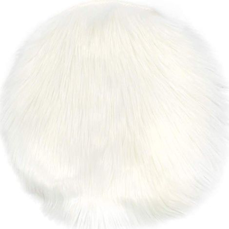 Coussin de siège et housse de chaise ronds en imitation peau de mouton douce de qualité supérieure, tapis de chambre moelleux, 35,5 cm x 35,5 cm, blanc. (1/5)