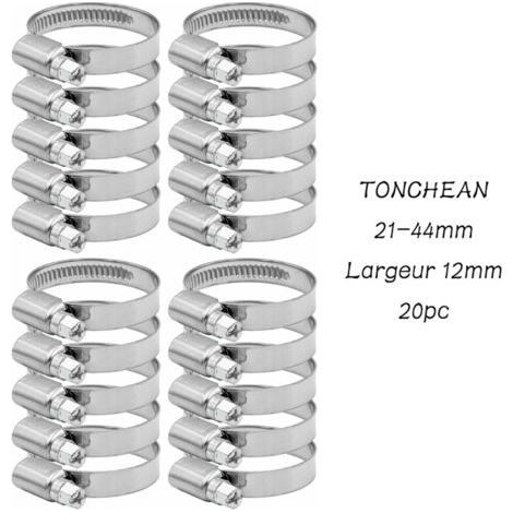 Abrazaderas ajustables para mangueras de 21 a 44 mm, fabricadas en acero inoxidable 304. Surtido de abrazaderas y clips para mangueras de agua domésticas, gas doméstico, mangueras de automóviles y gri (1/5)