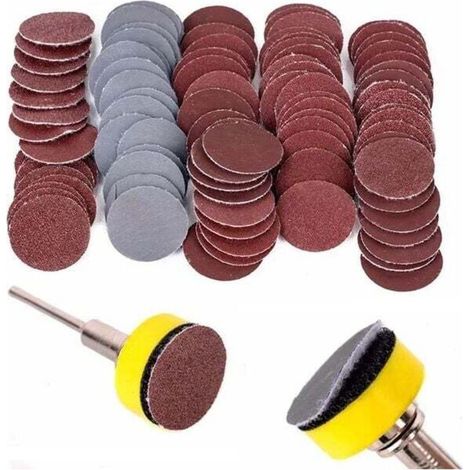 100 Pièces Disques de Ponçage 25mm (1 Pouce) Grain 100 à 3000 Accessoires pour Outil Rotatif Dremel Polissage (1/4)