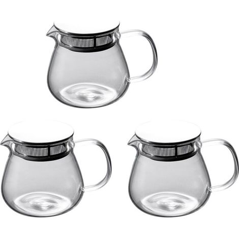 3X Pot de Café Résistant à la Chaleur Brassage à la Main Cafetière Couverture en Acier Pot de Partage Transparent Pot de Brassage en Verre avec (1/4)