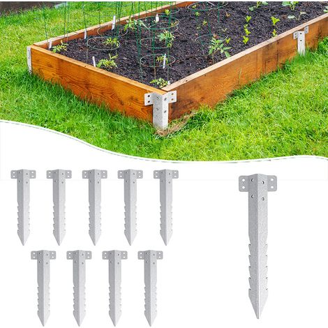 Supports pour petites traverses de chemin de fer, poteaux métalliques robustes, supports pour poteaux de clôture dentelés adaptés aux parterres surélevés de jardin (1/5)