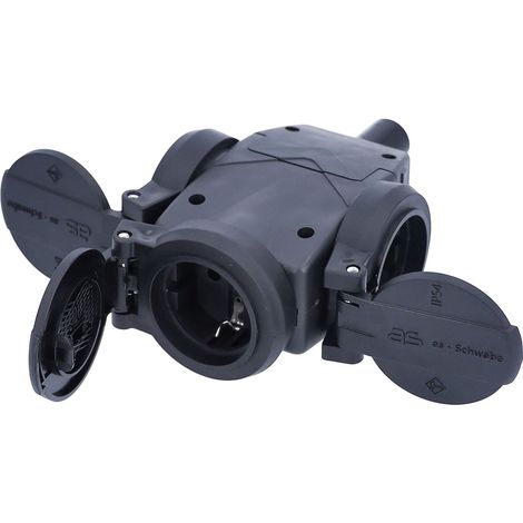 Triplette NF 2P+T 230V / 16A Multiprise Électrique en Caoutchouc Renforcé Adaptée pour le Chantier / l'Industrie / la Maison IP44 I 860455 (1/5)
