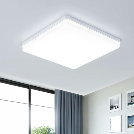 Plafonnier LED Carré 48W, Luminaire Plafond 4800LM, 6500K Éclairage Intérieur, Lampe Lumiere Moderne pour Salle De Bain, Salon, Chambr à Coucher, 30CM