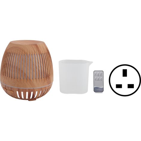 Diffuseur d'huiles essentielles 400ml, grain de bois, 8W, 24V, télécommande, 35dB, ultra silencieux, lumières LED multicolores, prise UK 100-240V