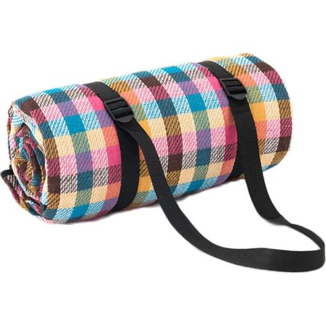 Large Picnic Blanket 200x200cm - 3-Layer Waterproof Mat for Outdoor Beach Camping - Portable Carry Handle Multipurpose Picnic Rug Durable & Easy to Clean (1/4)