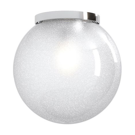 Plafoniera Contemp Glitter Metallo Cromo Vetro Soffiato Trasp 1 Luce E27 25Cm (1/2)