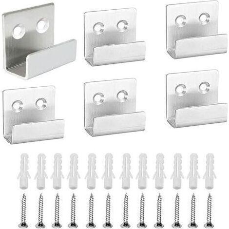 6-teiliges Set Spiegelhaken aus Edelstahl, robuste silberne Wandhaken, Wandhaken für Fliesen, mit 12 Befestigungsschrauben, für Badezimmer, Küche, Garage (groß) (1/5)