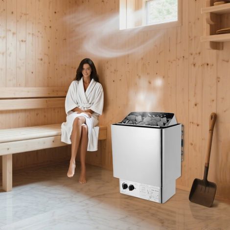 Poêle de sauna à commande interne en acier inoxydable, poêle de sauna électrique, temps et température réglables, 41 25 58cm, maison \ sauna commercial (1/5)