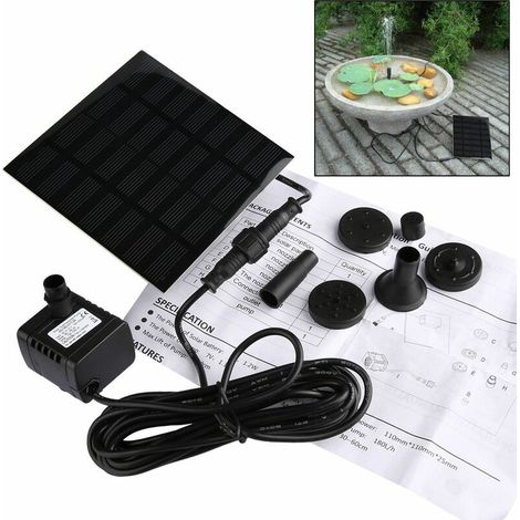 Fontaine Solaire Extérieur, 1.2W Fontaine Solaire à Eau, Pompe à Eau Solaire Flottante Submersible en extérieur pour Bain d'oiseau, Jardin, Patio, étang, Piscine, extérieur A (1/4)