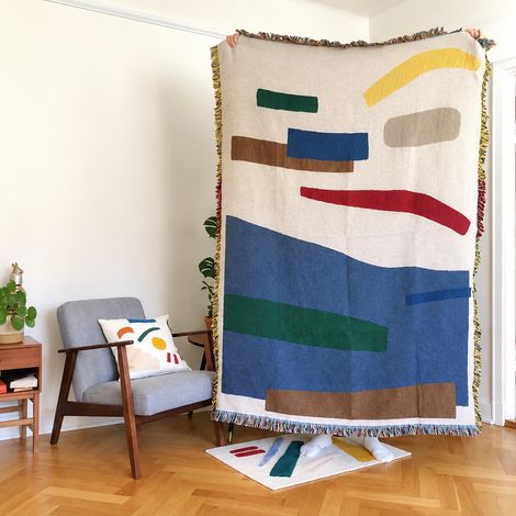 Plaid multifonctionnel double face géométrie colorée jeté canapé tapisserie 130x160 cm 300 g – Livraison gratuite