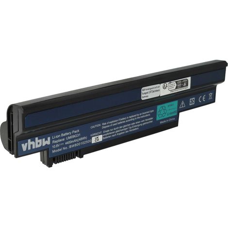 vhbw Akku kompatibel mit Acer Aspire One 532h-21r, 532H-2206, 532H-2067, 532h-2223, 532H, 532h-21s, 532h-21b Notebook (4400 mAh, 10,8 V, Li-Ion) (1/5)