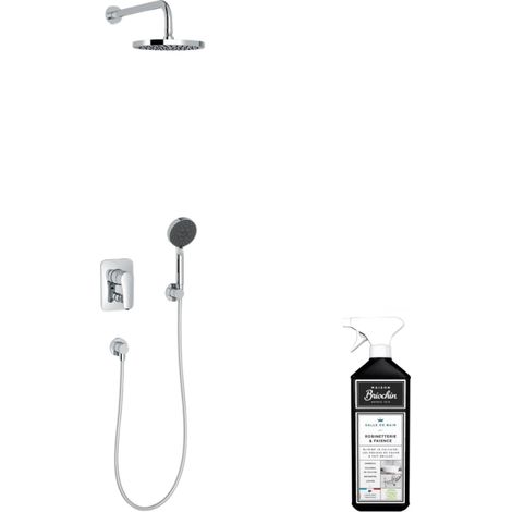 Jacob Delafon – Colonne de douche encastrée mécanique – Pommeau rond 20 cm – 5 jets – Finition chromée – Installation étanche Modulo (1/2)