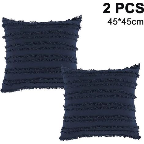 Ensemble de 2 housses de coussin décoratives à franges, housses de coussin ultra douces, taies d'oreiller décoratives à franges pour canapé, fauteuil, chambre, salon (1/5)