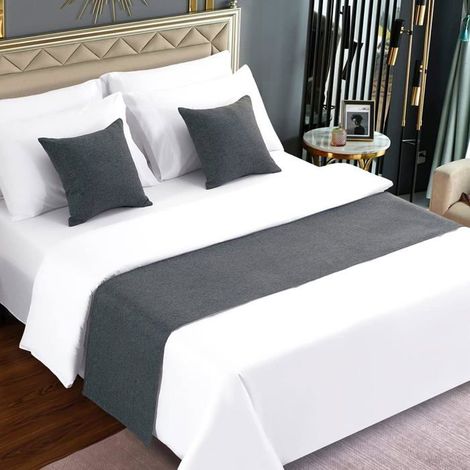 Cadre De Lit Gris Foncé,Imitation De Lin Écharpe De Lit Décorative Durable Pour La Maison Et L'Hôtel(Housses De Coussin Vend[CA49] (1/5)
