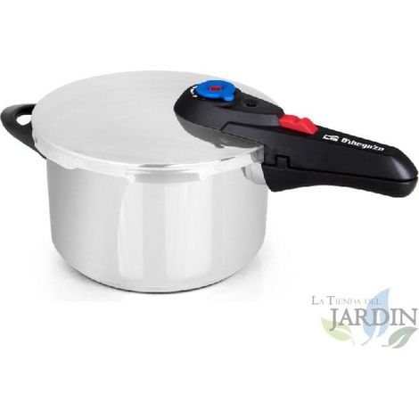 Olla súper rápida 6 Litros Orbegozo, Ø 22cm, acero inoxidable 18/10, apta para todo tipo de fuegos. Olla rápida, olla de presión