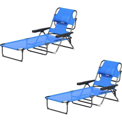 2er-Set sonnenliege Gartenliegen Relaxliege, klappbar, wetterbeständig, 194 cm x 72 cm x 31 cm, Schwarz + Dunkelblau
