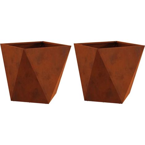 Set di 2 fioriere da esterno dal design moderno 50 x 50 x 50 cm in acciaio arrugginito. Codice articolo: 020053089.