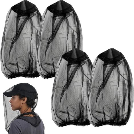 Lot de 4 moustiquaires de haute qualité, avec têtes anti-moustiques, ultra-légères et respirantes, idéales pour le camping, la randonnée et les voyages. Protection optimale contre les insectes et les (1/5)