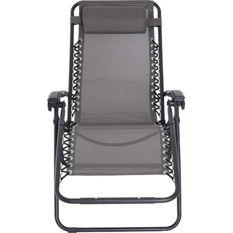 Sdraio da giardino sedia grigia poltrona con cuscino relax pieghevole salvaspazio reclinabile per mare spiaggia piscina esterno (1/5)