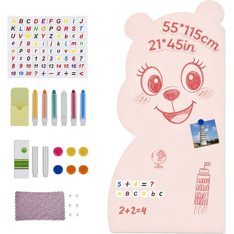 Adhesivo magnético de pared, diseño apto para niños, fácil instalación, color rosa. (1/2)