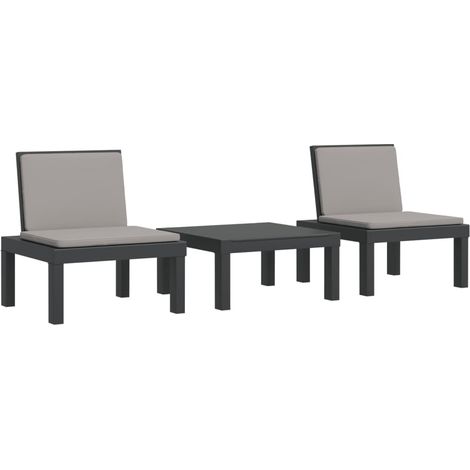 Maison Exclusive - 3-tlg. Garten-Lounge-Set mit Kissen Anthrazit (1/5)