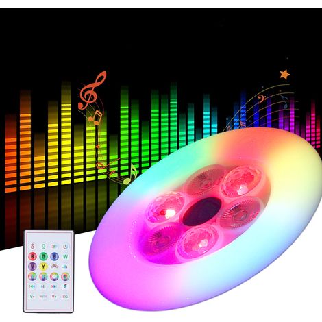 Plafonnier LED avec haut-parleur Bluetooth et télécommande, ampoule intelligente E27/50W RGB multicolore (1/5)