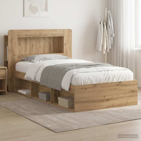 Cadre de lit avec rangement en bois d’ingénierie chêne artisanal 75 x 190 cm - PANGIVO (1/5)