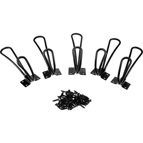 Crochets muraux rétro pour manteaux et chapeaux, porte-vêtements de placard, lot de 5 patères noires, taille L, organiseur d’entrée. (1/5)