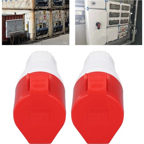 Packung mit 2 industriellen 5-poligen 32-A-IP44-wasserdichten Steckverbindern, 220–380 V/240–415 V (1/5)