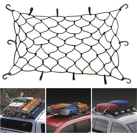 Filet de toit de voiture en maille élastique pour bagages, housse de rangement pour corde-Crezuo (1/5)