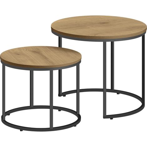 Tavolino rotondo, 2 pezzi - rovere / gambe nere