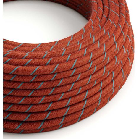 Creative-Cables Cavo elettrico rivestito in tessuto, Mattone-Azzurro, 2 x 0,75 mm², 50 m, Cotone, Rotondo