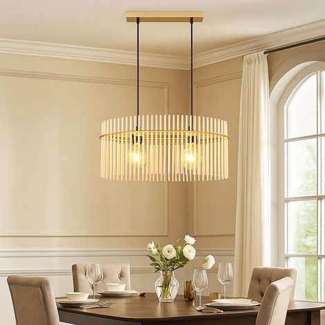 Hängeleuchte Pendellampe Wohnzimmerlampe Glasstäbe opal 2 flammig Esszimmerleuchte, Metall, 2x LED 7W 806Lm warmweiß, LxBxH 60x23x140 cm