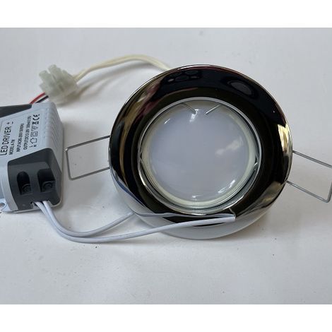 Spot LED 6W Ø 80mm fixe chrome avec lampe chaud 3000K GU5.3 et driver 230/12V IP20 TOM TRAJECTOIRE 110230 (1/3)