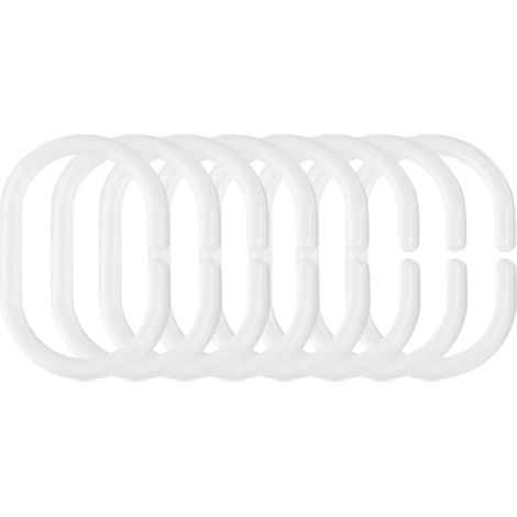 Crochet Adhésif - Pour Rideaux Douche Baignoire - En Plastique ABS Blanc - Fixation Sans Perçage - Charge Max 6 kg - Lot de 12 (1/3)