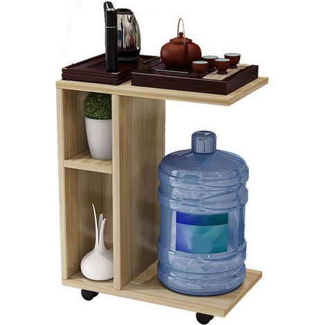 Table à thé roulante multifonction en bois, mini moderne, plateau à thé simple avec roulettes, couleur noyer (1/5)
