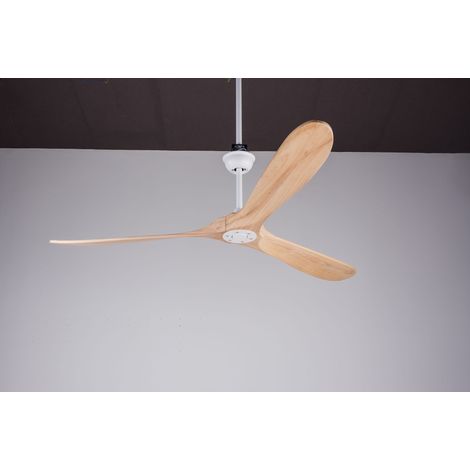 Ventilateur de plafond 72 pouces sans lumière, finition couleur bois naturel, grand ventilateur de plafond en bois étanche avec tube de suspension, design moderne mid-century pour terrasse, salon, gar (1/5)