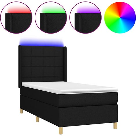 Maison Exclusive - Cama box spring colchón y luces LED tela negro