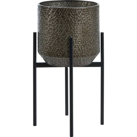 Maceta con patas tiesto para interior y exterior 34 x 34 x 62 cm metal negro Aldovandra (1/5)