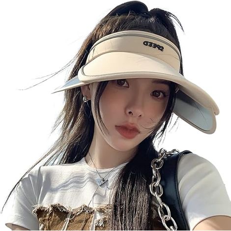 Casquette visière de soleil pour femme avec visière rétractable, protection UV, large bord, idéale pour le golf, le tennis et la course à pied. (1/5)