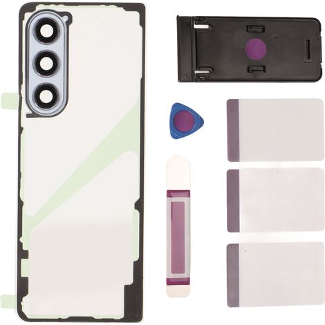 Panneau arrière transparent pour Galaxy Z Fold 5 5G F946, coque de remplacement avec outil de réparation, support de téléphone, objectif d’appareil photo inclus, bleu (1/5)