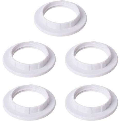 5 Pack E14 Lamp Shade Reducer Ring, White Plastic Adapter Converter Ring for European Lamp Shades to British Sockets (1/5)