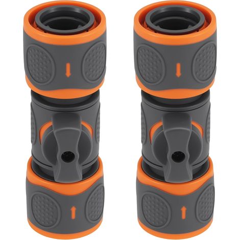 2 x Garden Hose Connector 1/2 Inch (12 mm) Hose Coupling with Regulating Valve Water Stop Garden Hose Coupling Garden Hose Quick Couplings with Shut-off Valve (1/5)