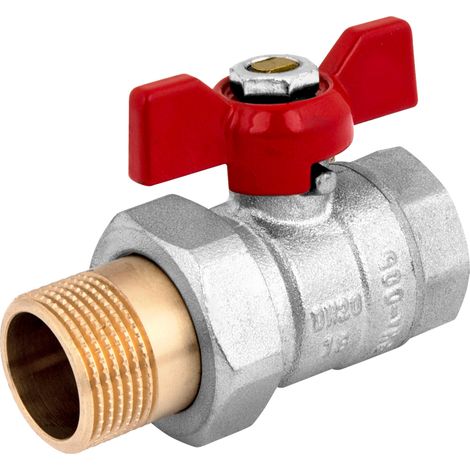 ParfaitRobinet à boisseau sphérique 1'' - Rouge - Haute qualité - Pour les installations d'eau et de chauffage - Nickelé